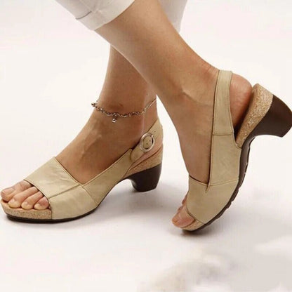Women's Comfortable Block Heel Slingback Sandals with Adjustable Strap