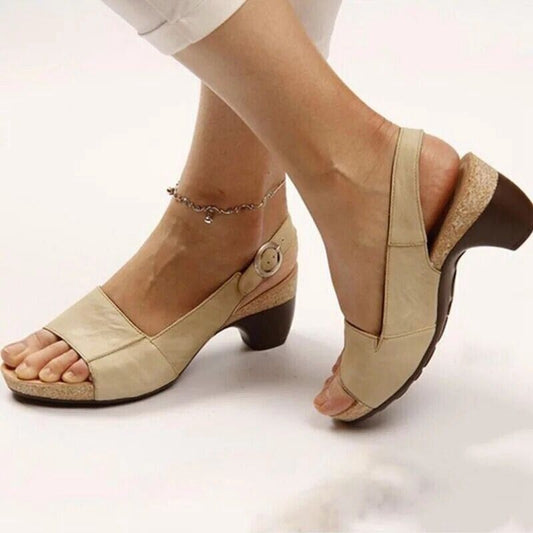 Women's Comfortable Block Heel Slingback Sandals with Adjustable Strap