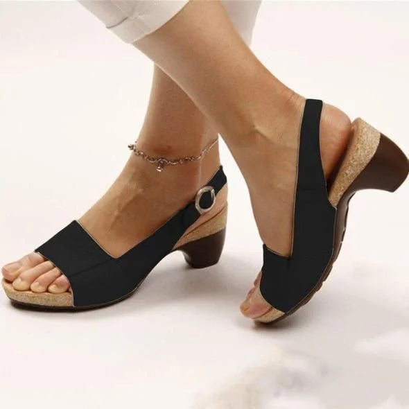 Women's Comfortable Block Heel Slingback Sandals with Adjustable Strap