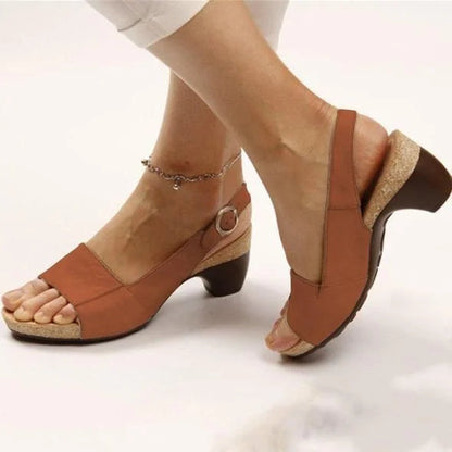 Women's Comfortable Block Heel Slingback Sandals with Adjustable Strap