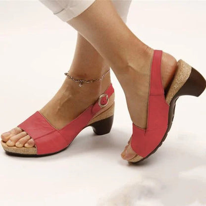 Women's Comfortable Block Heel Slingback Sandals with Adjustable Strap
