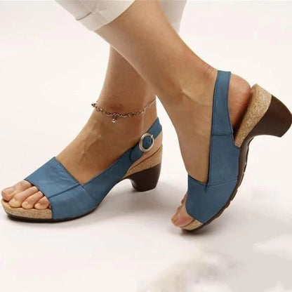 Women's Comfortable Block Heel Slingback Sandals with Adjustable Strap