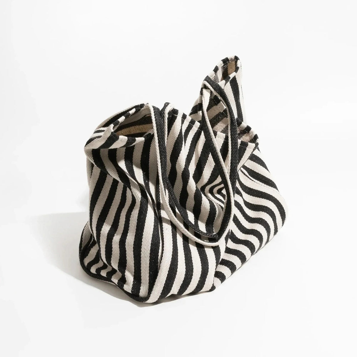 Women's Durable Canvas Tote Bag | Stylish Striped Design with Long Handles