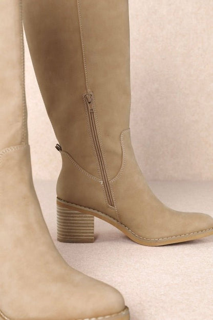 Women's Knee High Vegan Leather Western Riding Boots