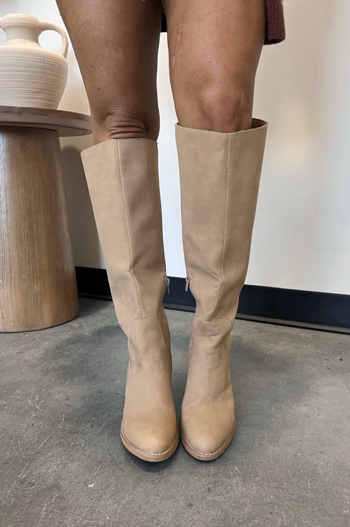 Women's Knee High Vegan Leather Western Riding Boots