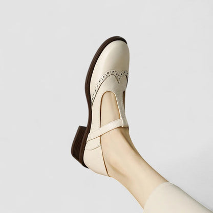 Women's Low Heeled T-Strap Brogue Mary Jane Shoes