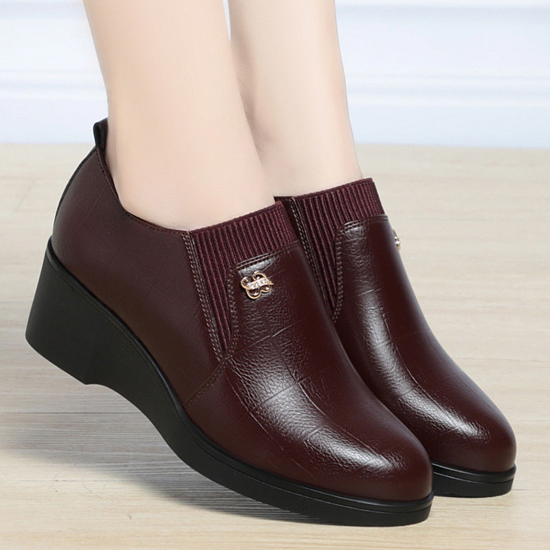 Women's Spring Slip-On Round Toe Wedge Shoes