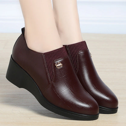 Women's Spring Slip-On Round Toe Wedge Shoes