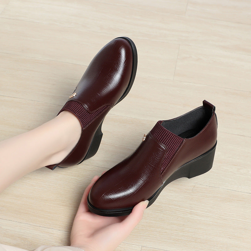 Women's Spring Slip-On Round Toe Wedge Shoes