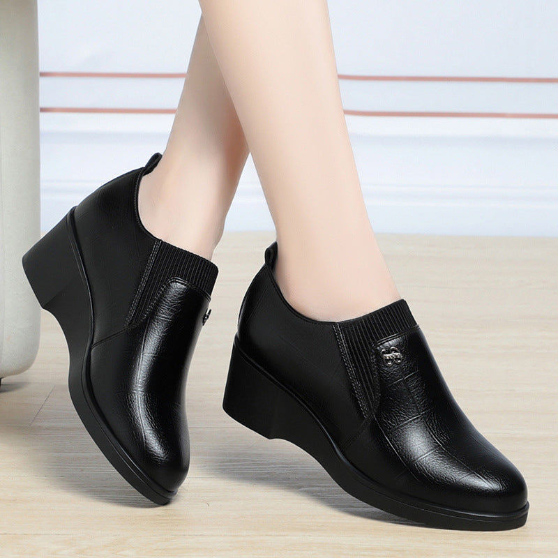 Women's Spring Slip-On Round Toe Wedge Shoes