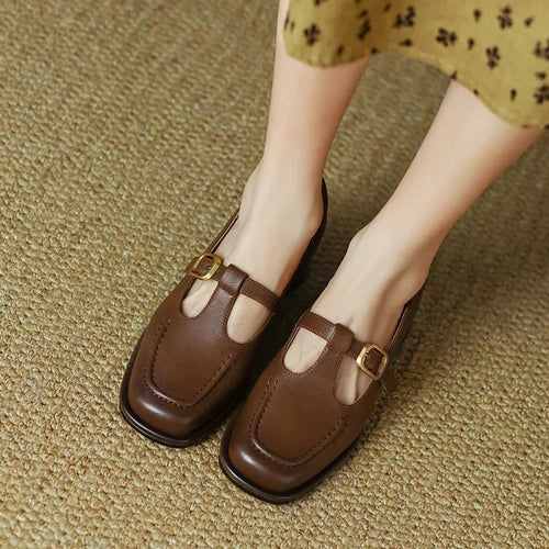 Women's Modern Square Toe T-Strap Mary Jane Shoes