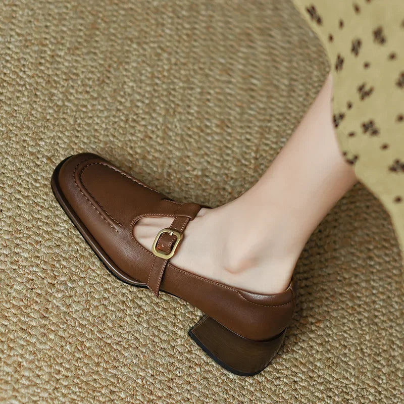Women's Modern Square Toe T-Strap Mary Jane Shoes