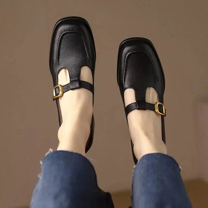 Women's Modern Square Toe T-Strap Mary Jane Shoes