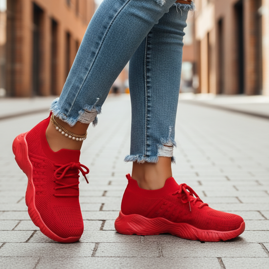 Women's Walking Shoes with Breathable Mesh Laces Sneakers